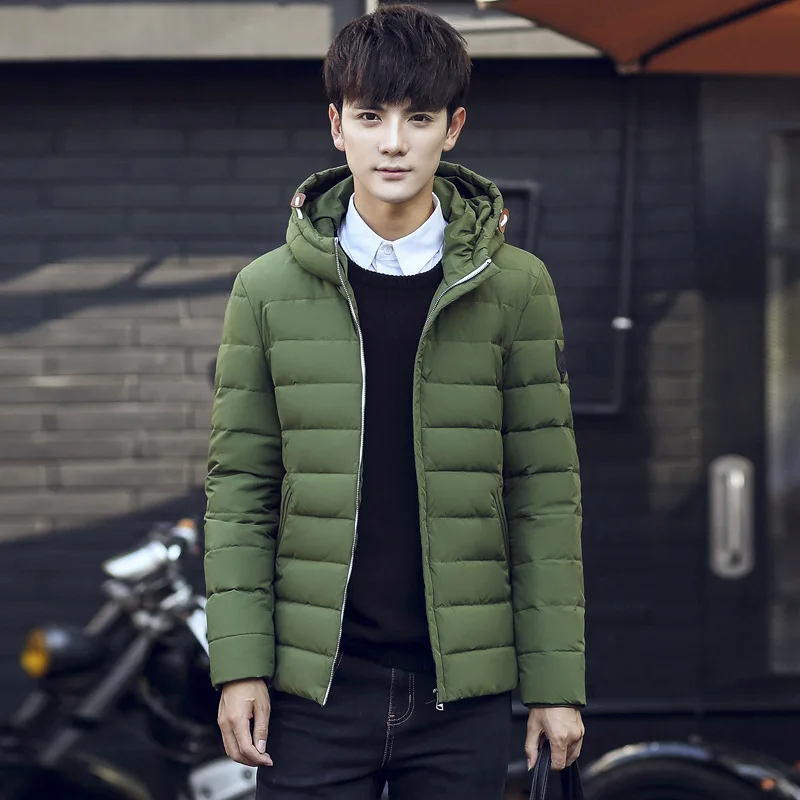 

male middle and large winter outfit new coat Slim hooded