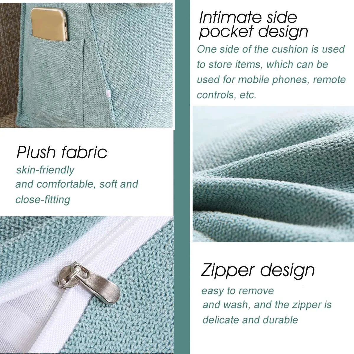 

60X50X20cm Lounger Bed Reading Rest Back Pillow Triangle Sofa Cushion Pillow Bed Office Chair living Room Lumbar Pad Home Decor