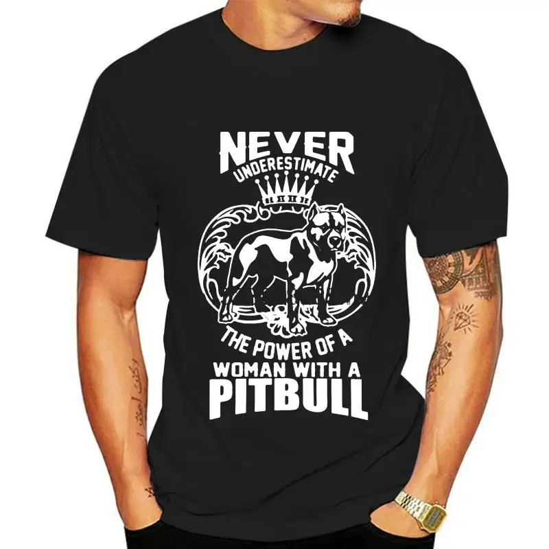 

Новинка 2020, модная женская футболка с принтом, женская футболка The Power Of A Women With A Pitbull... Летняя стильная футболка