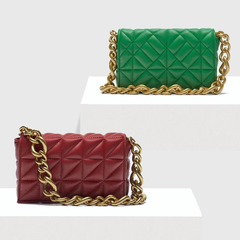 

Женская сумка-клатч на плечо ZA, стеганая сумка-клатч на толстой цепочке, 2021