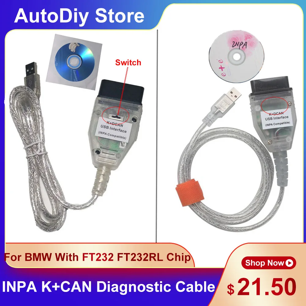 OBD2 автомобильный диагностический кабель для BMW INPA K + CAN DCAN с чипом FT232 FT232RQ