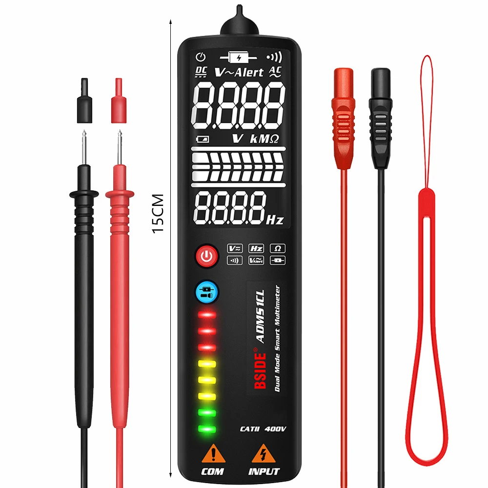 

Smart Digital Multimeter LCD Voltage Indicator Tester ADMS1/CL Portable DC AC Voltage Ohm Continuity Hz NCV test Tool