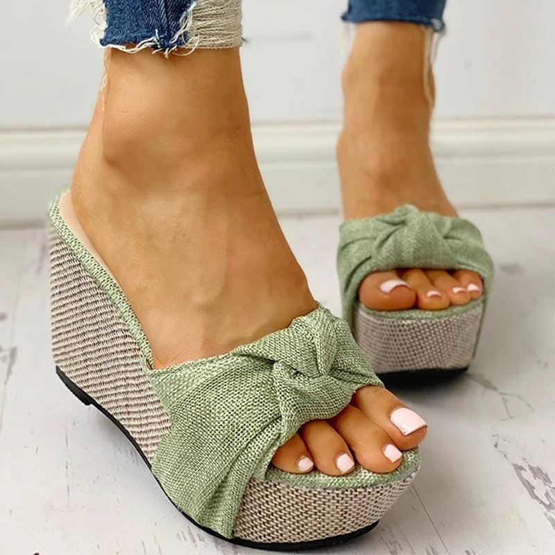 

New Fashion Slip On Leisure Platform Summer Sandals 2020 Wedges High Heels Women Shoes Woman Mules Flip Flops