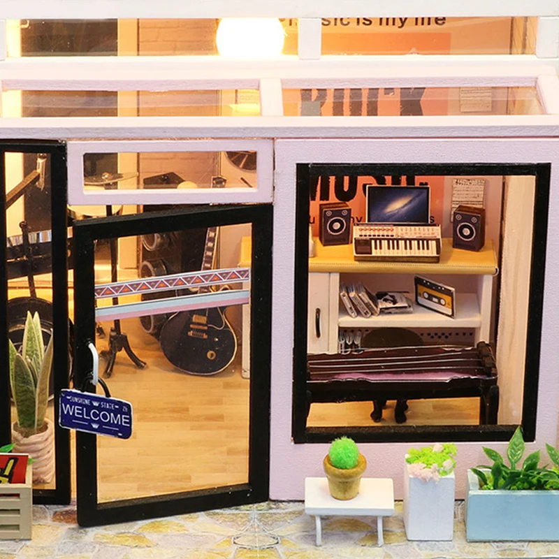 Новый DIY кукольный домик деревянный миниатюрный мебельный набор Casa музыка