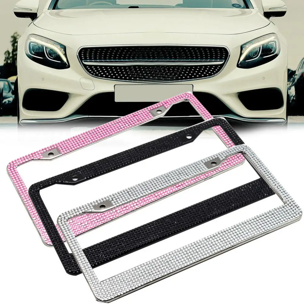

70% Dropshipping!!Stylish Blinges Rhinestones American Car Vehicle Rear License Plate Metal Frame