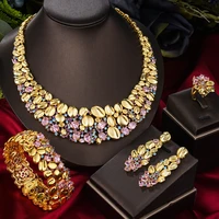 godki famous brand 4pcs luxury african jewelry set for women wedding party zircon crystal indian dubai bridal jewelry set gift