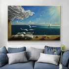 Сальвадор Дали масляная живопись волны книга Парусная стена на художественном холсте сюрреалистичный плакат и принты настенные картины для гостиной