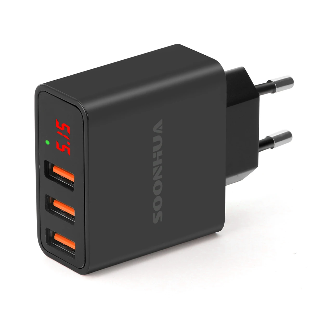 

EU plug/US plug 3-Port USB 5V 3A Quick Charger Phone Wall Charger Adapter With Digital Display