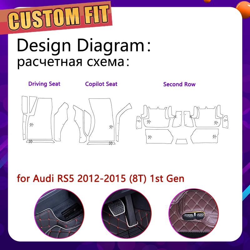 Custom Car Leather Floor Mats for Audi RS5 RS 5 8T 2012~2015 Seats Waterprool Auto Foot Pad Carpet Accessories 2013 2014 | Автомобили и