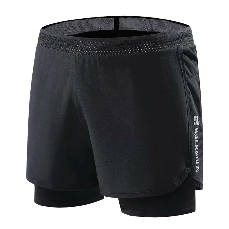 Men's Workout Running Shorts  2 in 1 Lightweight Marathon Short Gym Quick-Dry Training Tight Short Pants with Zipper Pockets