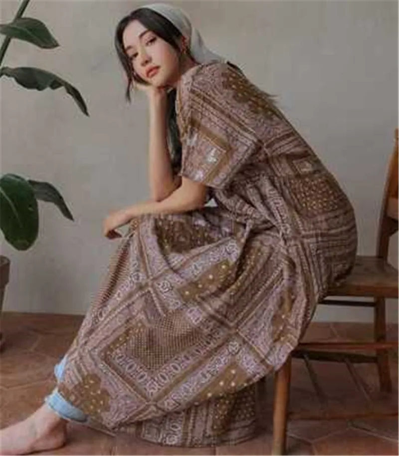 2020 Новое поступление лоскутное народное стильное Свободное длинное летнее