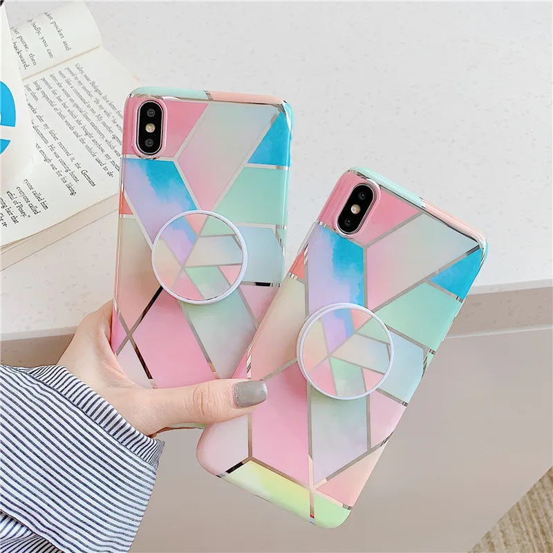 FLYKYLIN Plating Marble Case For Samsung Galaxy S20 Ultra S21 Plus Note 20 Cover Holder Stand Soft Silicone Phone Coque | Мобильные