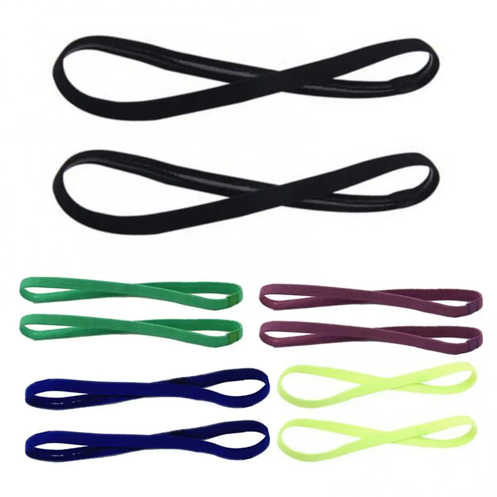 

80% Hot 5Pcs Candy Color Elastic Sports Headband Yoga Jogging Football Non-slip Elastic Rubber Headband Headband Elastic Cord