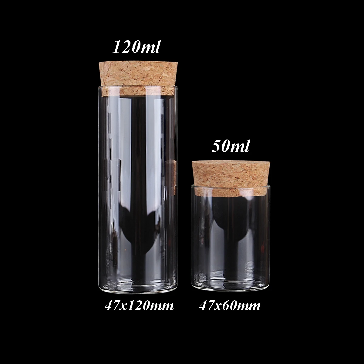 

12 Pieces 50ml/120ml Test Tubes with Cork Stopper Spice Jars Glass Storage Jar Glass Containers For Wedding Favors Diameter 47mm