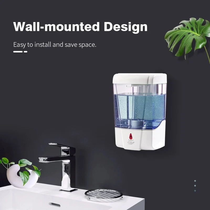

Soap Dispenser 700ml Wall-Mount Battery Powered Automatic IR Sensor Touch-free Kitchen Soap Lotion Pump for Kitchen Bathroom55