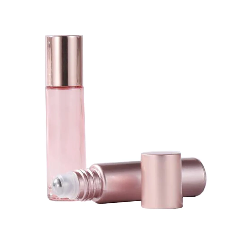 

10ml Rose gold roll on perfume bottle, 10cc Frosted bottle essential oil rollon bottle, small Steel ball roller container 10pcs