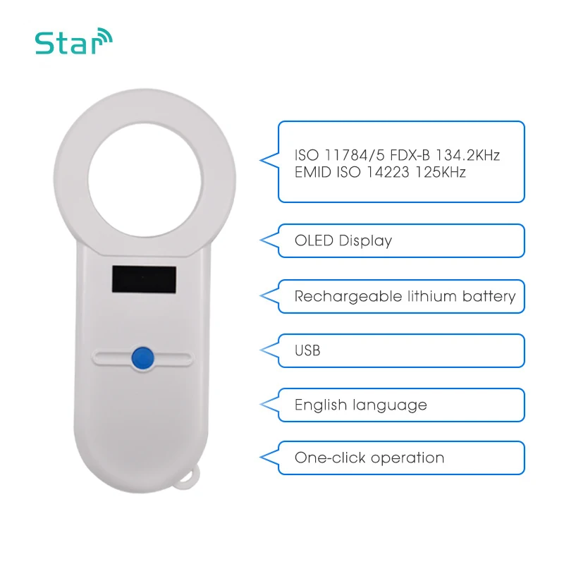 Чувствительный ISO11784/5 Цифровой животных RFID считыватель читатель микросхемы ISO