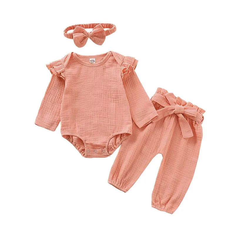 Для маленьких девочек комплект из трех предметов милый комбинезон с кружевное