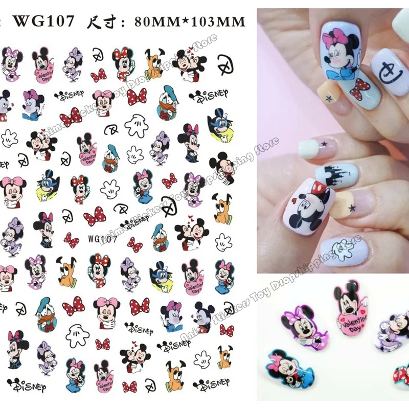 

Mickey Minnie Mouse Nail Art Stickers Tips Children's Animation Peripherals Creativity Manicure Foils Accessories Decor Decals