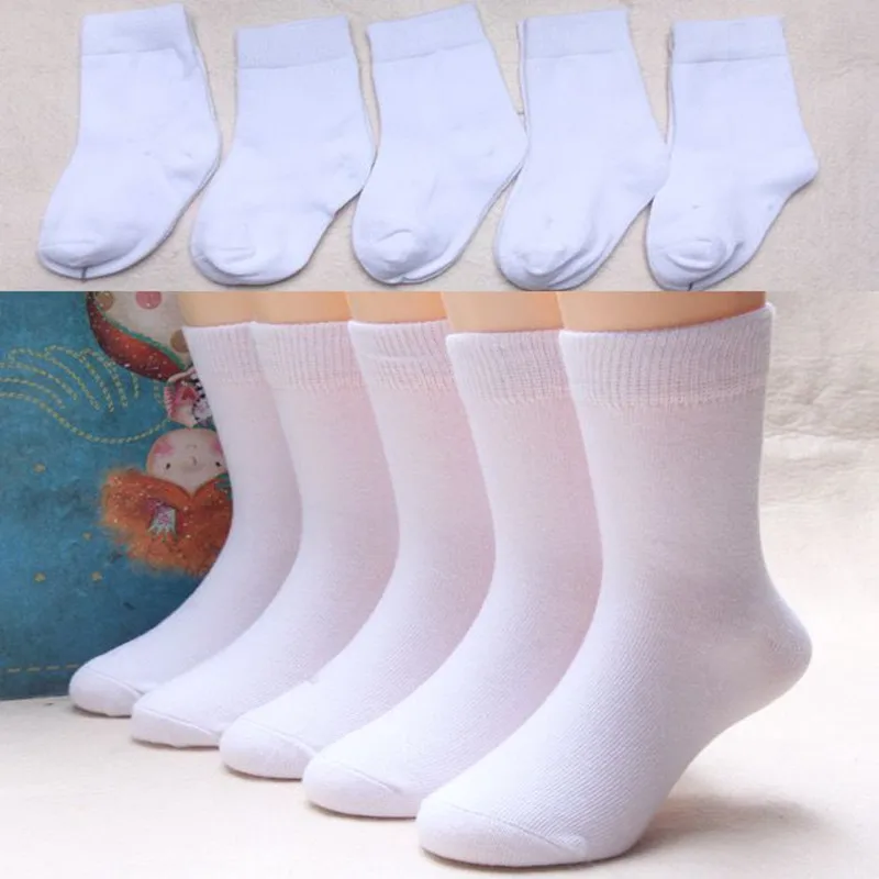 5 пар в партии детское однотонное платье и белые носки для маленьких мальчиков