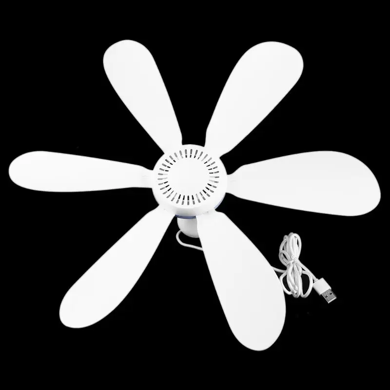 

6 Leaves USB Ceiling Fan Air Cooler Hanging Tent Fans for Camping Bed Dormitory G8TC