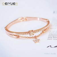 2022 rose gold rhinestone stars bangles high quality luxury jewelry for women hand decorated customized stainless steel bracelet