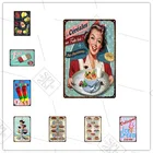 Декор для ресторана, винтажный металлический знак, блюда для мороженого, торта, металлическая Оловянная тарелка, кухонный десерт, магазин выпечки, настенные наклейки