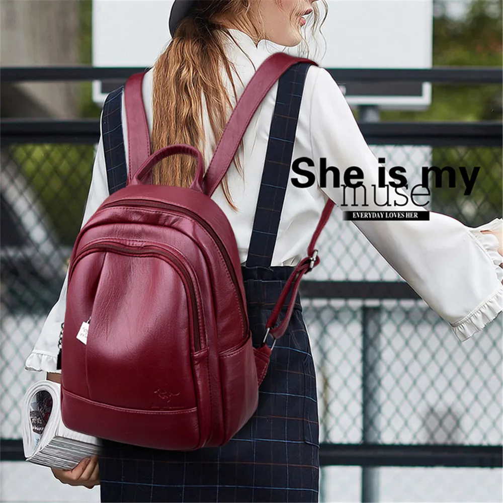 Повседневные женские рюкзаки из мягкой кожи высокое качество рюкзак Mochila Feminina