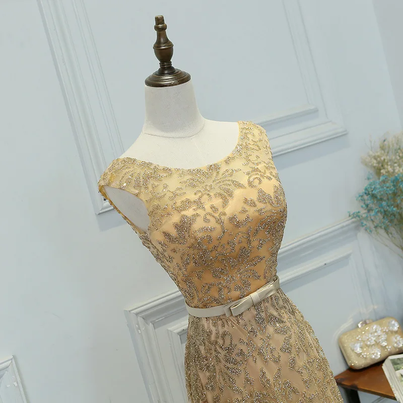 Винтажное Золотое вечернее платье шикарные платья для выпускного вечера 2019