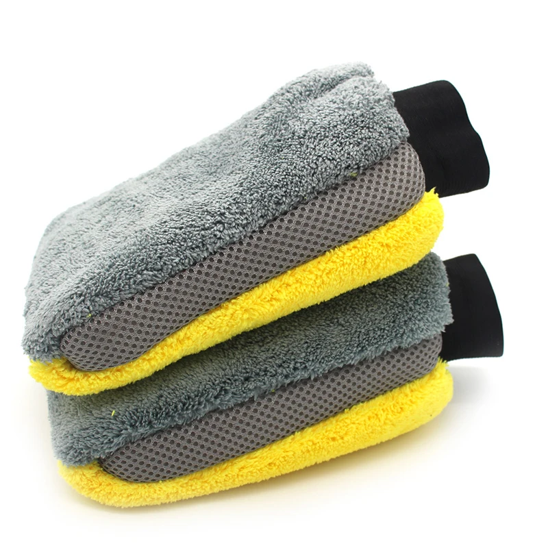 Car Wash Gloves Microfiber Coral fleece  Cleaning Wash Tools Thick Wipe Cloth Auto Care Double-faced Glove Cleaning Mitt