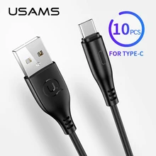 USAMS 10pcs/a lot 1m Type C Mobile Phone Cable Bulk for Huawei Honor Samsung S9 Xiaomi Redmi 2A Fast Charging Data Cable