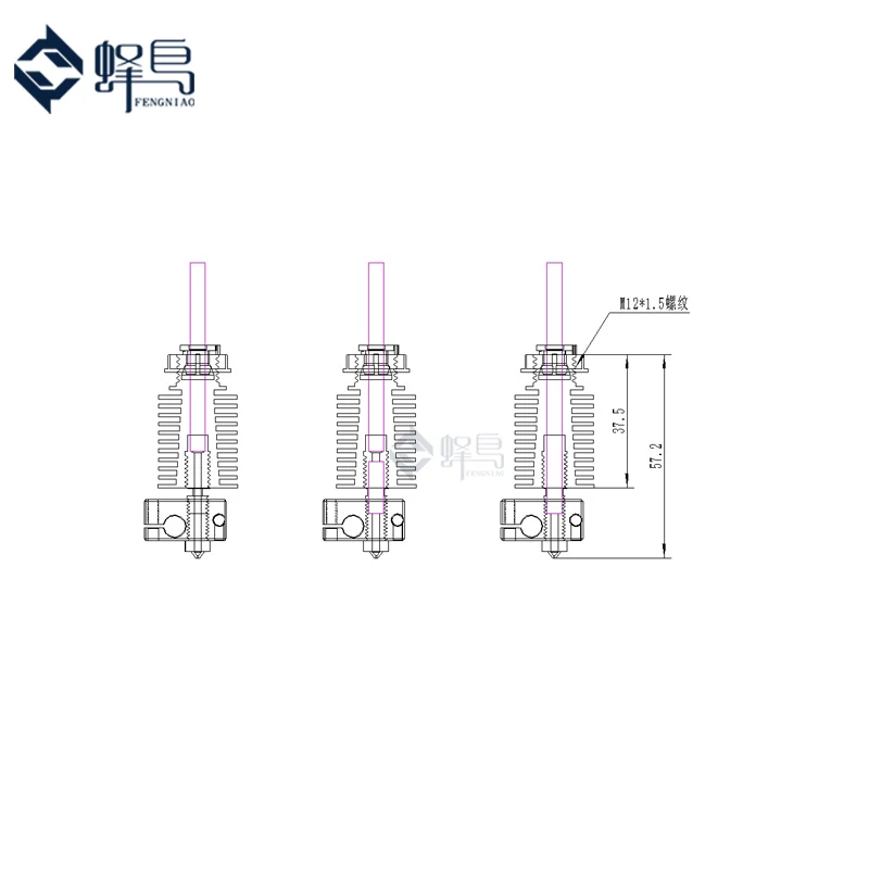 

Funssor 3D Printer Accessories V6 Threaded Heatsink Extruder Head Block Nozzle