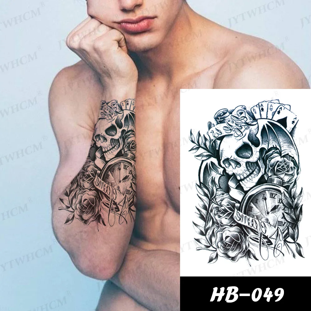 

Black Temporary Tattoos Stickers Linear Waterproof Fake Tattoo Geometry Flash Eye Tattoo Body Art Arm Water Transfer Sleeve Men