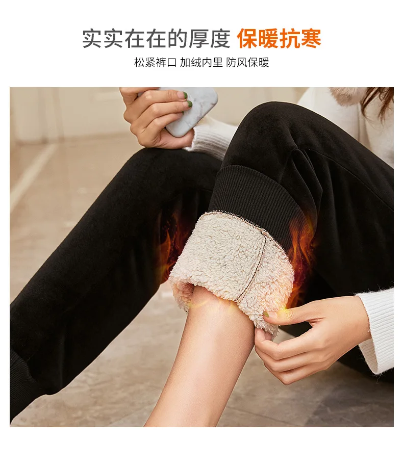 

Autumn Winter Trousers Casual Elastic Waist Pocket Warm Harem Velvet Pants Fashion Solid Loose Pleuche Pants Women Pencil Pants