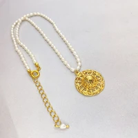 real pearl cap pendant necklace brass with 18k gold punk party t show runway designer club japan korean