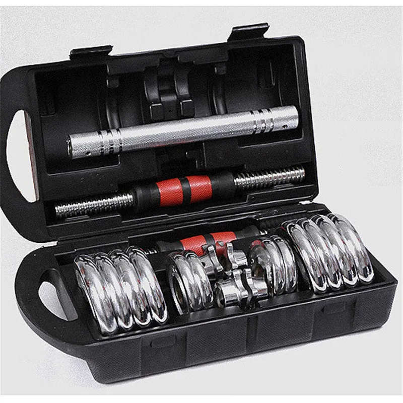 

15kg / 20kg / 30kg / 50kg electroplating dumbbell gift box with sub bell color rubber rod removable household fitness equipment