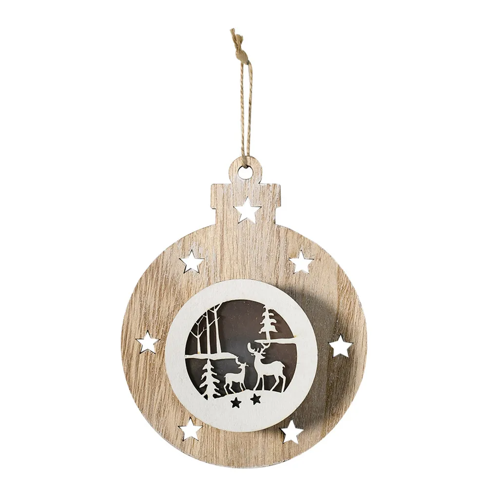 Christmas Decor Wooden Cutout Pentagram Xmas Lights Tree Light Pendant pendant Creative DIY tree tag 64P | Дом и сад