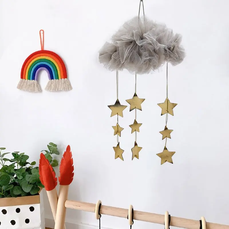 

Baby Ceiling Mobile Hanging Cloud Decorations Stars Garland DIY Pendant Photography Prop for Crib Kids Nursery Room