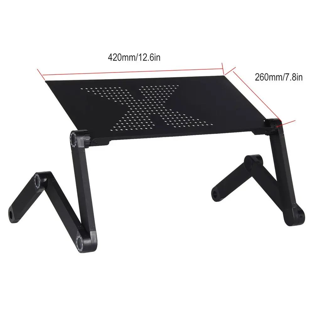 

Adjustable Aluminum Laptop Desk Table Ergonomic TV Bed Lapdesk Tray PC Notebook Table Desk Stand With Cooling Fan Mouse Pad