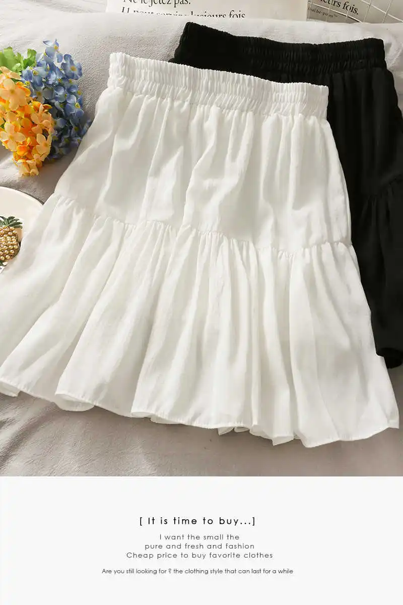 

Korean simple and versatile solid color splicing high waist A-line skirt for women in 2021 summer