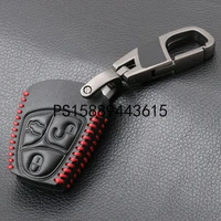 leather remote key cover case for mercedes benz c e ml s clk cl classe keychain