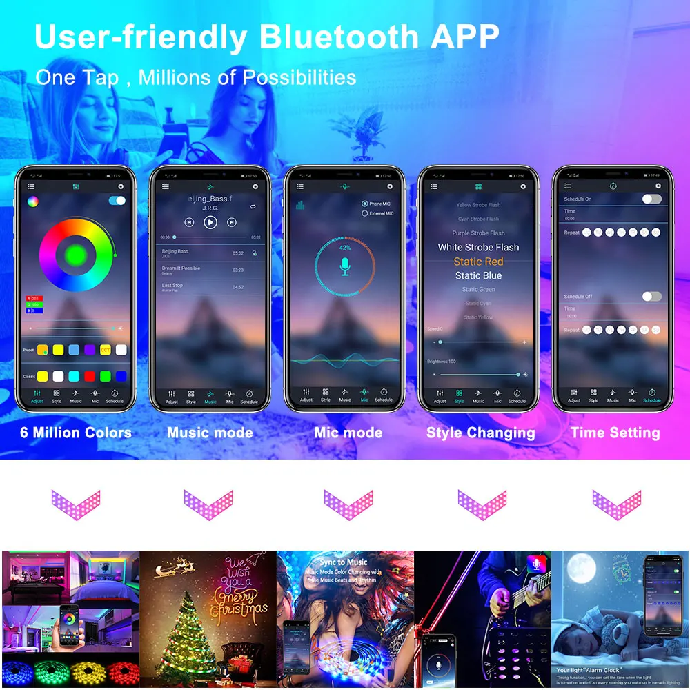20 м Светодиодные полосы светильник с несколькими Цвет неоновый Smart APP Управление