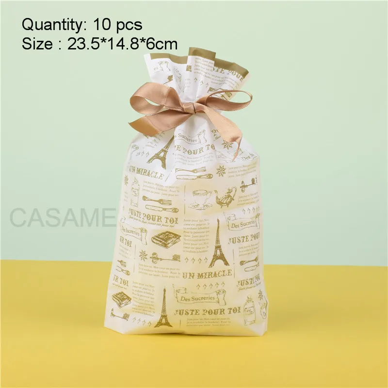 10 шт./лот милая розовая Милая Белая пластиковая сумка на шнурке конфетная для дня