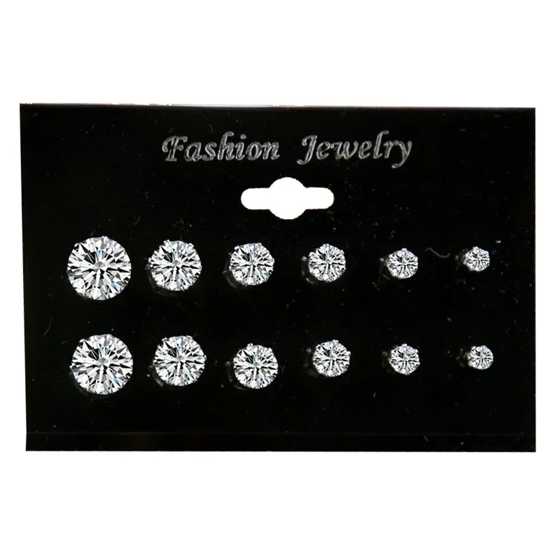 Модные 6 пар кубических серьги с цирконием кубической огранки набор для женщин
