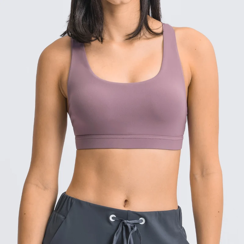 

Nepoagym Women Double Brushed Mesh Block Stitching Sports Vest Crisscross Back Support Yoga Bra Ladies Crop Tank Tops