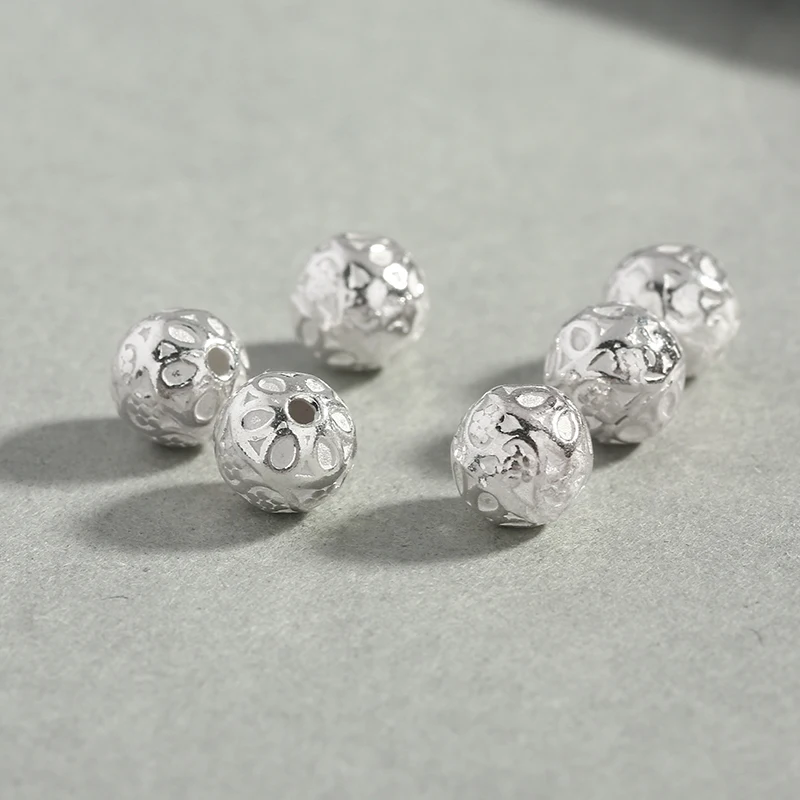 2 шт. 8 мм Стерлинговое Серебро 925 пробы цветные бусины полый цветок шар для