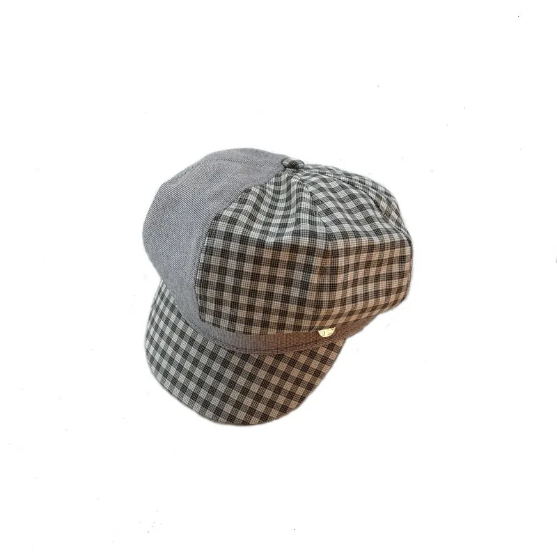 Женский Плетеный клетчатый берет шапка на зиму и весну восьмиугольник