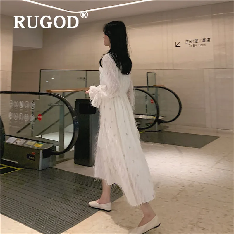 Женское платье макси RUGOD Tsssel вечернее с длинными рукавами в Корейском стиле