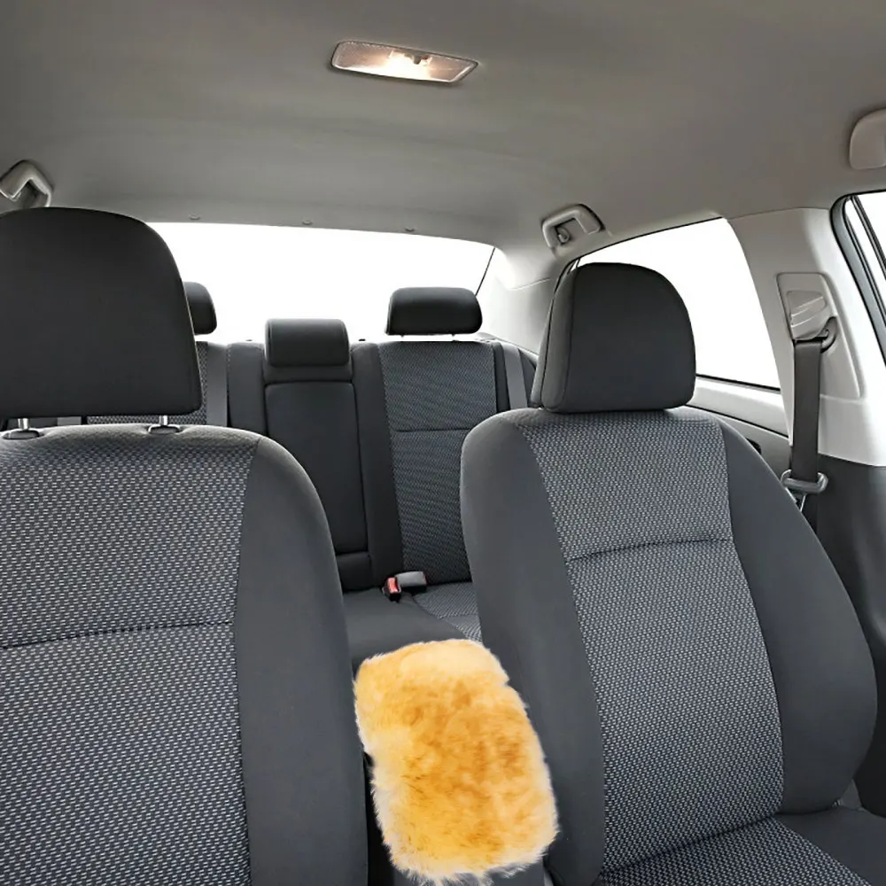

Auto Center Console Pad Furry Sheepskin Wool Car Armrest Seat Box Cover