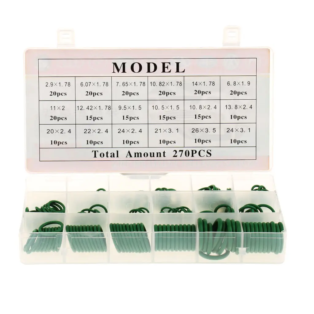 

Ассортимент резиновых уплотнительных колец HNBR для автомобильного кондиционера, 270 шт.